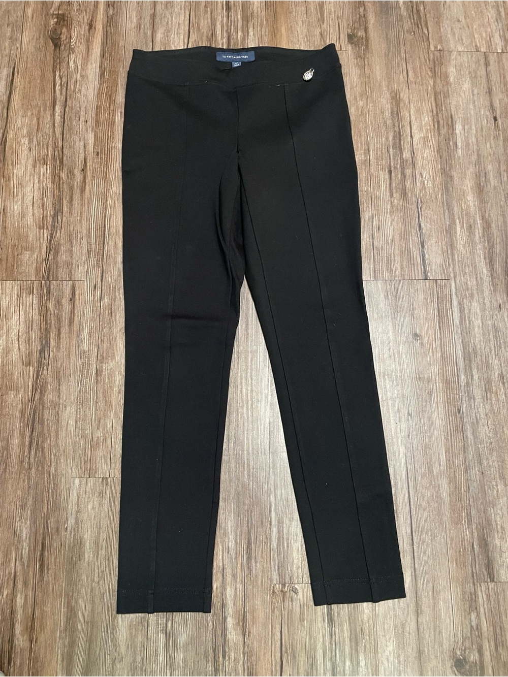Tommy Hilfiger Girls' Black Ponte Leggings with Center Seam Detail